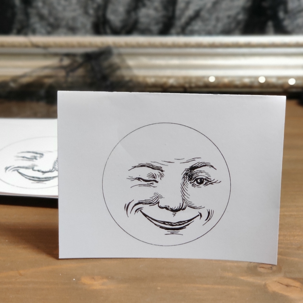 Blank Notecards - Winking Moon - Set of 25